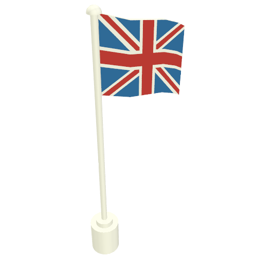 Rendu LDraw de Drapeau sur mât avec motif imprimé Royaume-Uni (Flag on Flagpole with United Kingdom Print), couleur indicative