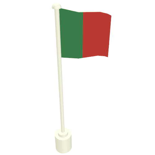 Rendu LDraw de Drapeau sur le mât avec motif imprimé portugais (Flag on Flagpole with Portugal Print), couleur indicative