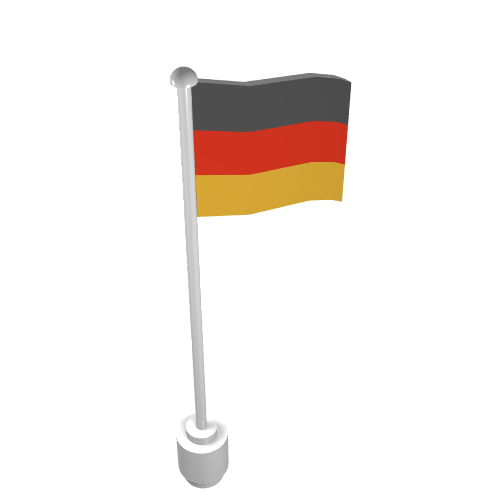 Rendu LDraw de Drapeau sur mât, vague avec motif imprimé Allemagne (Flag on Flagpole, Wave with Germany Print), couleur indicative