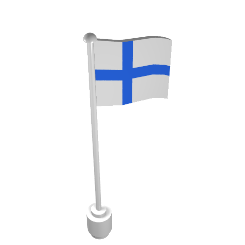 Rendu LDraw de Drapeau sur Flagpole, vague avec motif imprimé Finlande (Flag on Flagpole, Wave with Finland Print), couleur indicative
