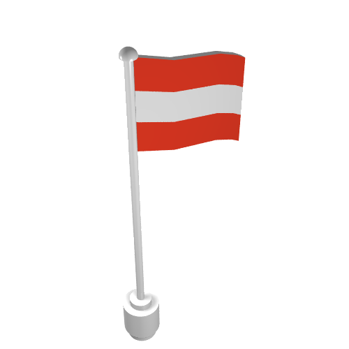 Rendu LDraw de Drapeau sur Flagpole, vague avec motif imprimé Autriche (Flag on Flagpole, Wave with Austria Print), couleur indicative