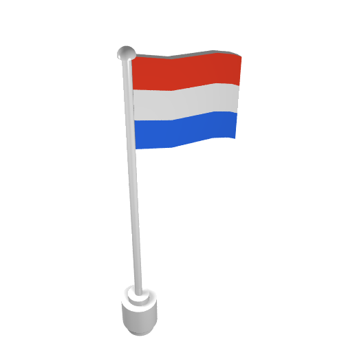 Rendu LDraw de Drapeau sur mât, vague avec motif imprimé Pays-Bas (Flag on Flagpole, Wave with Netherlands Print), couleur indicative