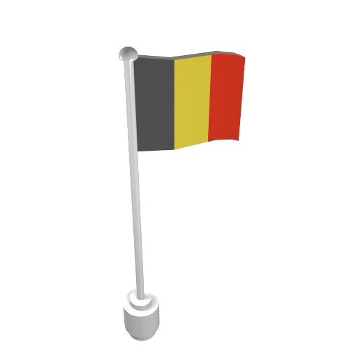 Rendu LDraw de Drapeau sur mât, vague avec motif imprimé belgique (Flag on Flagpole, Wave with Belgium Print), couleur indicative