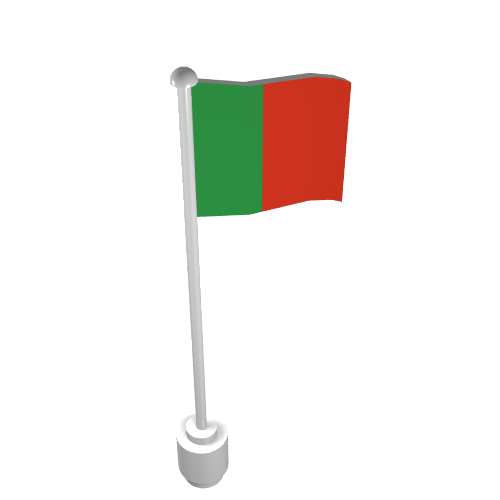 Rendu LDraw de Drapeau sur mât, vague avec motif imprimé portugais (Flag on Flagpole, Wave with Portugal Print), couleur indicative