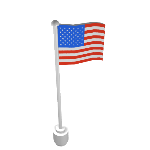 Rendu LDraw de Drapeau sur le mât, vague avec le motif imprimé des États-Unis (Flag on Flagpole, Wave with United States Print), couleur indicative