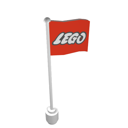 Rendu LDraw de Drapeau sur mât, vague avec logo LEGO imprimé (Flag on Flagpole, Wave with Lego Logo Print), couleur indicative
