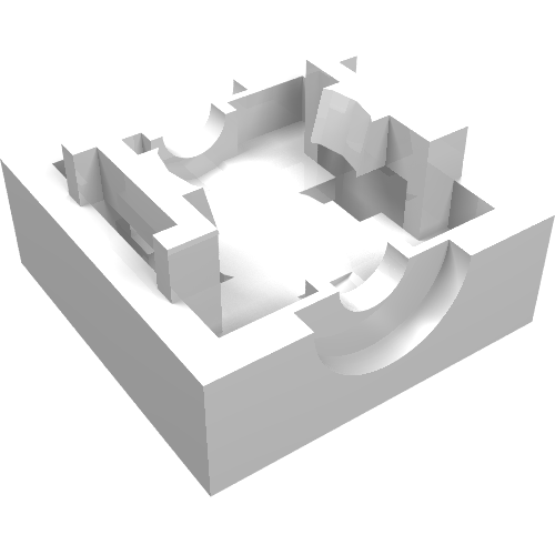 Rendu LDraw de Brique 2 x 2 Support de bras Partie inférieure (Brick 2 x 2 Arm Holder Lower Part), couleur indicative
