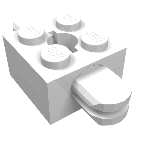 Rendu LDraw de Support de bras brique 2 x 2 avec trou et 2 bras (Arm Holder Brick 2 x 2 with Hole and 2 Arms), couleur indicative