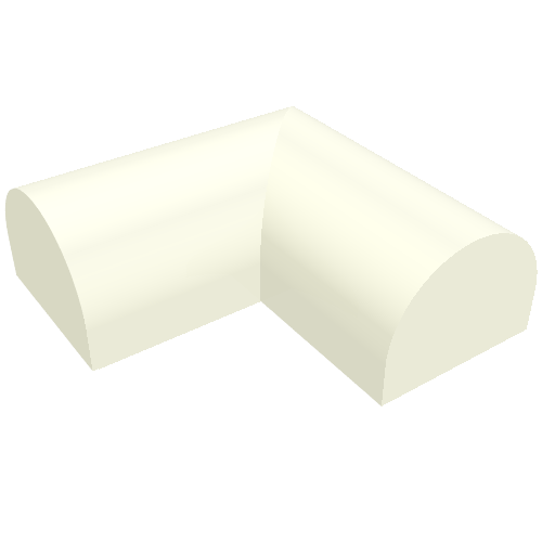 Rendu LDraw de Brique courbée 2 x 2 x 2/3 double, coin, sans tenons (Brick Curved 2 x 2 x 2/3 Double, Corner, No Studs), couleur indicative
