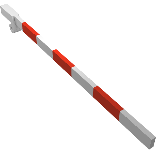 Rendu LDraw de Passage à niveau Type 1, barre transversale avec bandes rouges (Train Level Crossing Gate Type 1, Crossbar with Red Stripes), couleur indicative