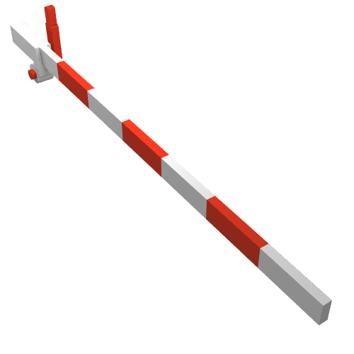 Rendu LDraw de Passage à niveau Type 1, assemblage avec base bleue et poignée rouge (droite) (Train Level Crossing Gate Type 1, Assembly with Blue Base & Red Handle (Right)), couleur indicative