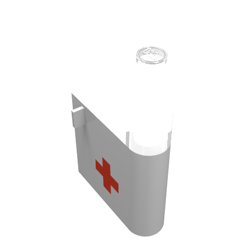 Rendu LDraw de Porte 1 x 3 x 4 droite avec fenêtre et motif imprimé Croix-Rouge, inférieure (Door 1 x 3 x 4 Right with Window and Red Cross Print, Lower), couleur indicative