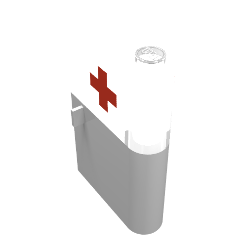 Rendu LDraw de Porte 1 x 3 x 4 droite avec fenêtre et motif imprimé Croix-Rouge, supérieure (Door 1 x 3 x 4 Right with Window and Red Cross Print, Upper), couleur indicative