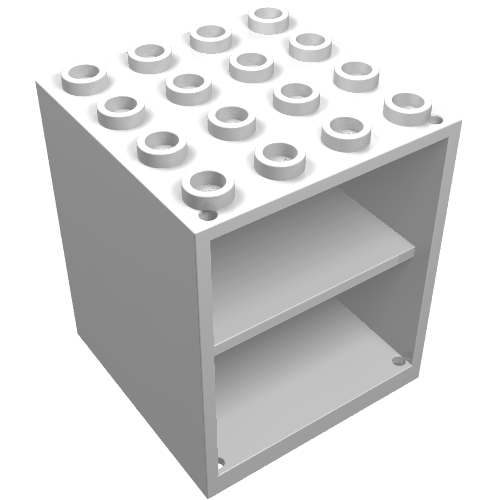 Rendu LDraw de Armoire ménagère 4 x 4 x 4 avec trous porte-porte (Homemaker Cupboard 4 x 4 x 4 with Door Holder Holes), couleur indicative