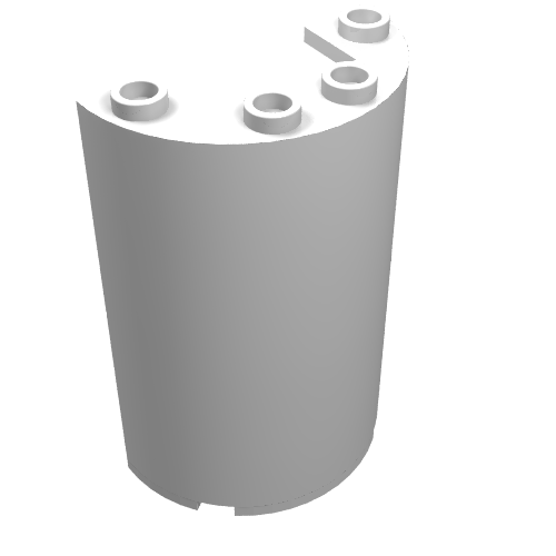 Rendu LDraw de Demi-cylindre 2 x 4 x 5 avec 1 x 2 découpe (Cylinder Half 2 x 4 x 5 with 1 x 2 cutout), couleur indicative