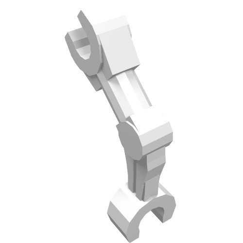 Rendu LDraw de Bras, mécanique [2 attaches à 90°] [sans motif] (Arm, Mechanical [2 Clips at 90°] [Plain]), couleur indicative