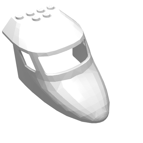 Rendu LDraw de Avion Fuselage courbé Avant 6 x 10 haut (Aircraft Fuselage Curved Forward 6 x 10 Top), couleur indicative
