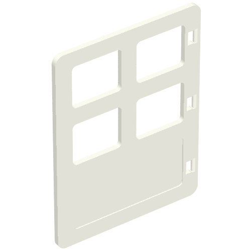 Rendu LDraw de Porte Duplo 1 x 4 x 4 avec quatre volets égaux (Duplo Door 1 x 4 x 4 with Four Equal Panes), couleur indicative