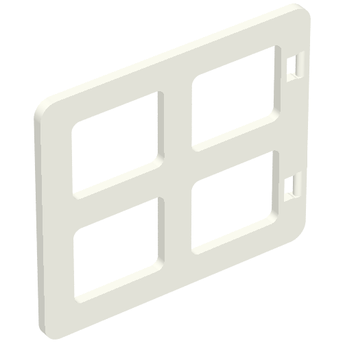 Rendu LDraw de Duplo Porte / Fenêtre avec quatre pans carrés égaux en angle (Duplo Door / Window with Four Equal Square Cornered Panes), couleur indicative