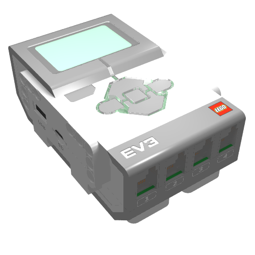 Rendu LDraw de Hub, EV3 brique [Montage complet] (Hub, EV3 Brick [Complete Assembly]), couleur indicative