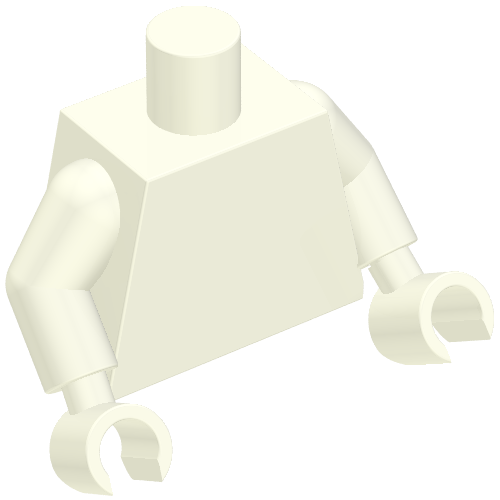 Rendu LDraw de Torse, bras et mains blancs [Plaine] (Torso, White Arms and Hands [Plain]), couleur indicative