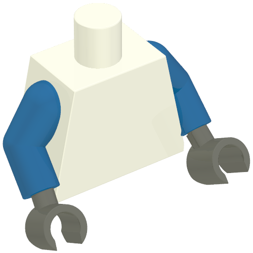 Rendu LDraw de torse, Blue Arms, Dark Gray Hands [Plain], couleur indicative