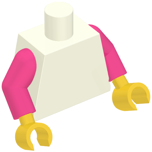 Rendu LDraw de torse, Dark Pink Arms, Yellow Hands [Plain], couleur indicative