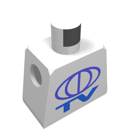 Rendu LDraw de Torse de minifigurine avec logo TV imprimé (Minifig Torso with TV Logo Print), couleur indicative