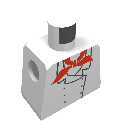 Rendu LDraw de Torse de minifigurine avec motif imprimé Chef (Minifig Torso with Chef Print), couleur indicative