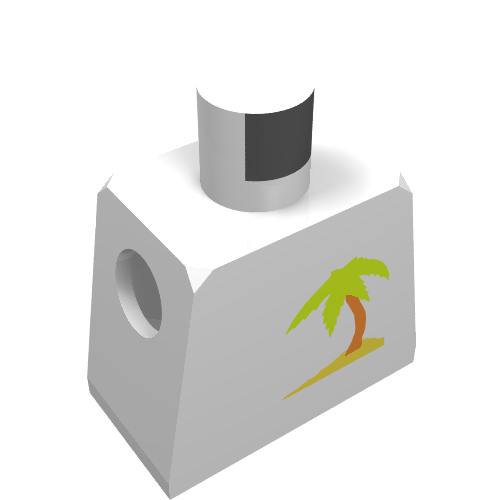 Rendu LDraw de Minifigurine torse avec motif imprimé palmier (Minifig Torso with Palm Tree Print), couleur indicative