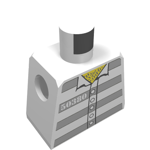 Rendu LDraw de Torse de minifigurine avec Prisonnier et motif imprimé "50380" (Minifig Torso with Prisoner and "50380" Print), couleur indicative