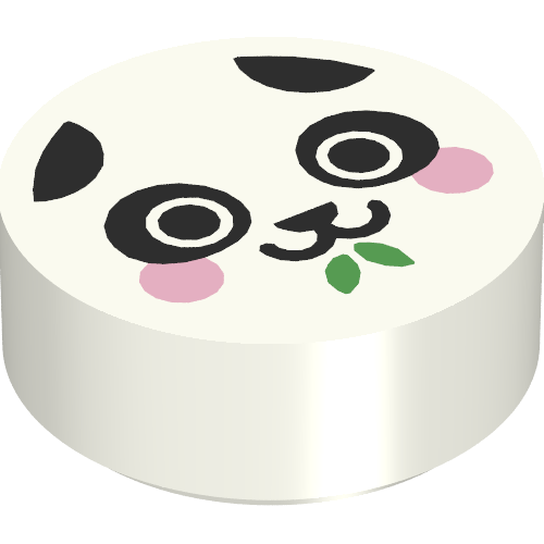 Rendu LDraw de Tuile ronde 1 x 1 avec motif imprimé Panda (Tile Round 1 x 1 with Panda Print), couleur indicative