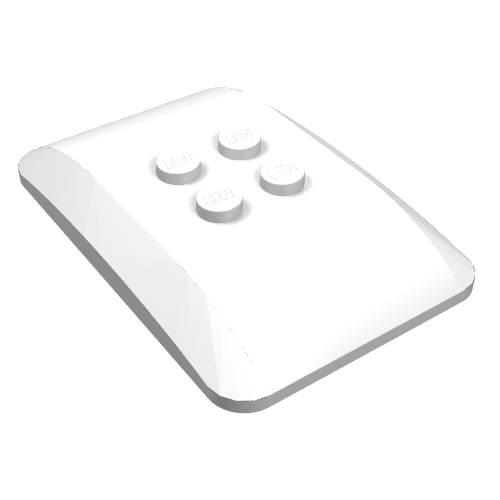 Rendu LDraw de Brique courbée 6 x 4 x 2/3 Quad courbé avec 2 x 2 tenons (Brick Curved 6 x 4 x 2/3 Quad Curved with 2 x 2 Studs), couleur indicative