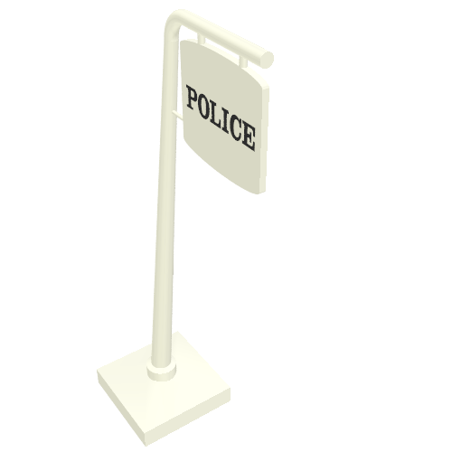 Rendu LDraw de Road Sign Cantilever courbe avec 'POLICE' Print, couleur indicative