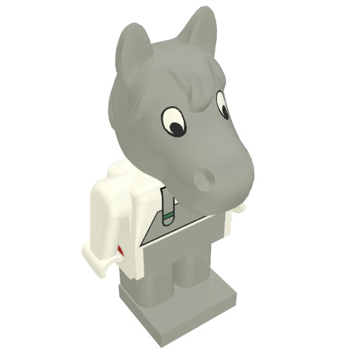 Rendu LDraw de Fabuland figurine cheval 3 (Fabuland Figure Horse 3), couleur indicative