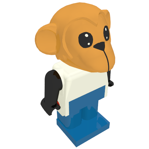 Rendu LDraw de Fabuland figurine singe 2 (Fabuland Figure Monkey 2), couleur indicative
