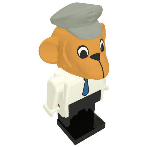 Rendu LDraw de Figurine Fabuland Singe 1 avec chapeau gris clair (Fabuland Figure Monkey 1 with Light Gray Hat), couleur indicative
