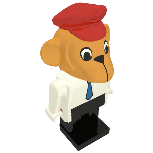 Rendu LDraw de Figurine Fabuland singe (Fabuland Figure Monkey), couleur indicative