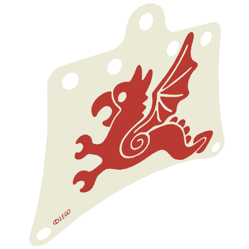 Rendu LDraw de Sail, 12 x 10 avec 7 trou, Red Flying Dragon Print, couleur indicative