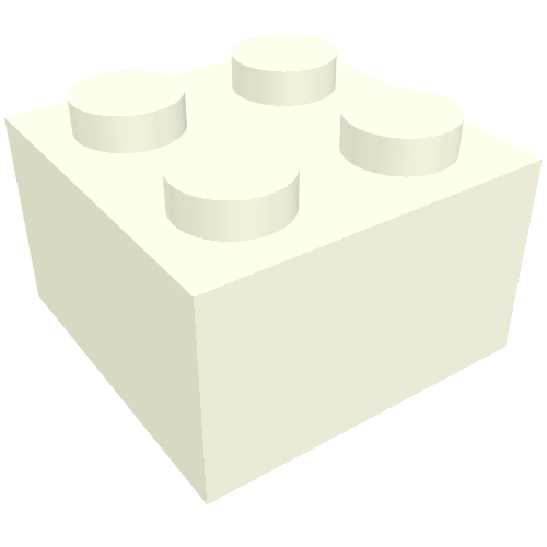 Rendu LDraw de Brique 2 x 2 sans support intérieur ou tubes (Brick 2 x 2 without Inside Support or Tubes), couleur indicative