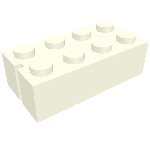 Rendu LDraw de Brique 2 x 4 sans Bottom Tubes, Slotted (avec 2 slots), couleur indicative