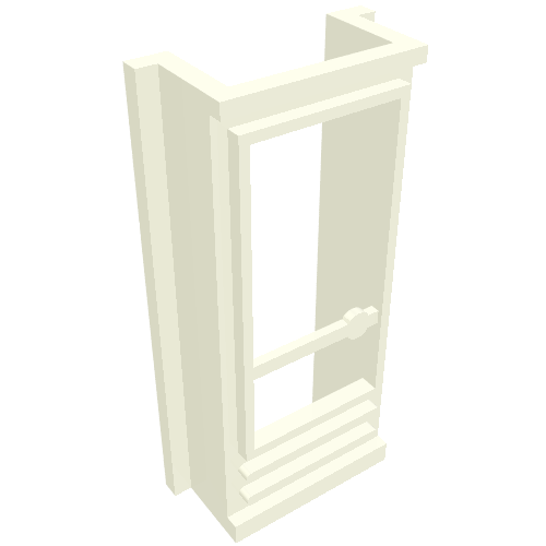 Rendu LDraw de porte 1 x 2 x 4 avec Glass for Slotted Bricks, couleur indicative