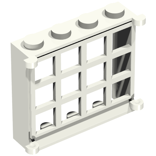 Rendu LDraw de Minitalia fenêtre 1 x 4 x 3 avec 12 Panes, couleur indicative