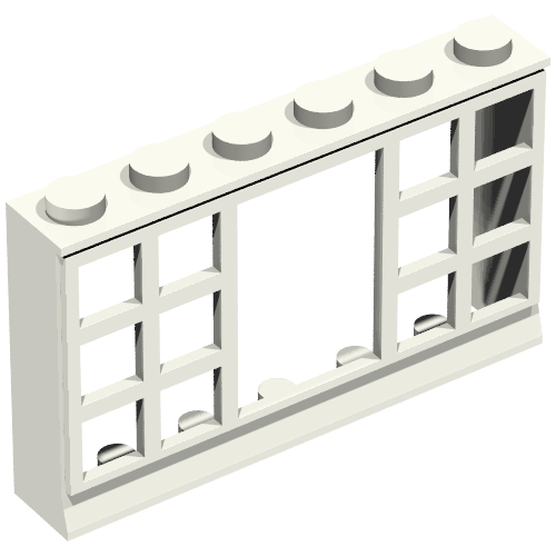 Rendu LDraw de Fenêtre Minitalia 1 x 6 x 3 Panorama avec 12 volets (Minitalia Window 1 x 6 x 3 Panorama with 12 Panes), couleur indicative