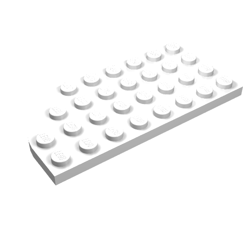 Rendu LDraw de Plaque ronde coin Gauche 4 x 8 avec fond gaufré (Plate Round Corner Left 4 x 8 with Waffle Bottom), couleur indicative