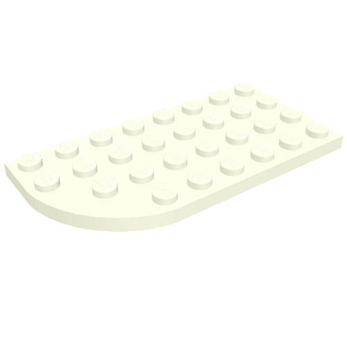 Rendu LDraw de Plaque ronde coin Droite 4 x 8 avec fond gaufré (Plate Round Corner Right 4 x 8 with Waffle Bottom), couleur indicative