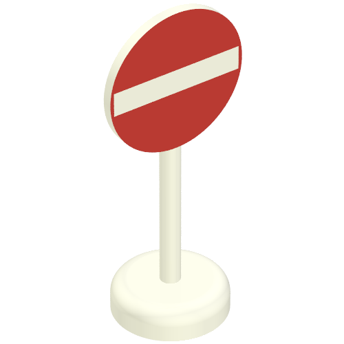 Rendu LDraw de Road Sign Old ronde avec No Thoroughfare Print Single Piece Unit, couleur indicative