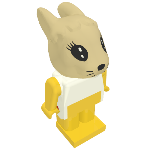 Rendu LDraw de Fabuland figurine lapin 3 (Fabuland Figure Bunny 3), couleur indicative