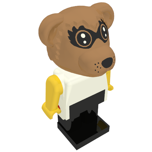 Rendu LDraw de Fabuland figurine raton laveur 4 (Fabuland Figure Raccoon 4), couleur indicative