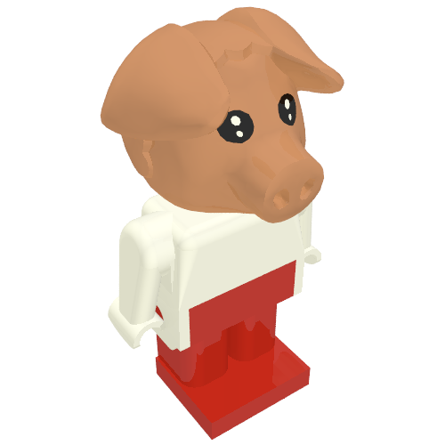 Rendu LDraw de Figurine Fabuland cochon 6 (Fabuland Figure Pig 6), couleur indicative